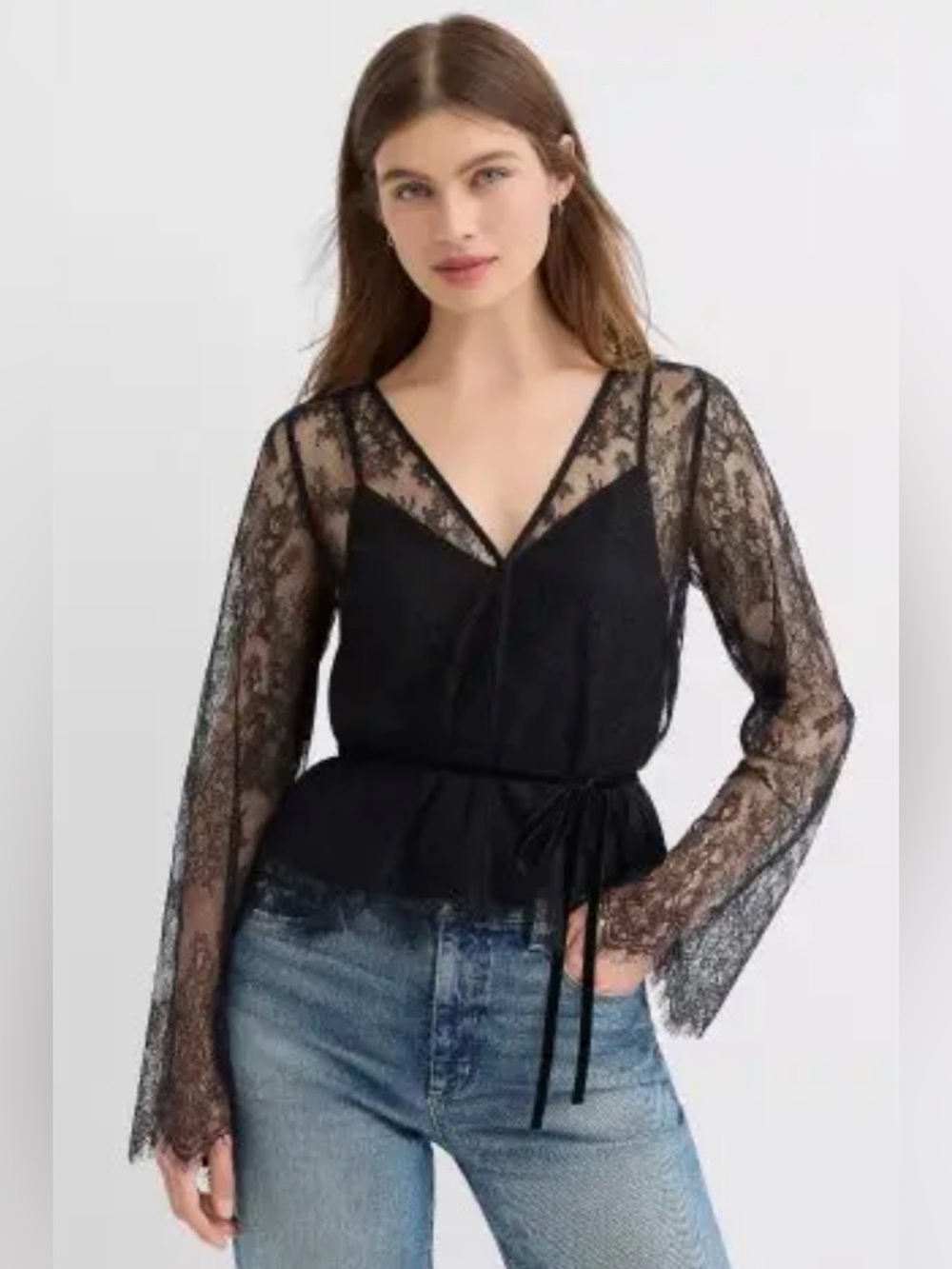 LOFT Lace Long Sleeve Top with Cami Size 2P